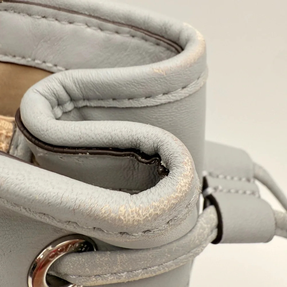Coach Signature C Gray Leather Trim Satchel Purse Bag Shoulder Tote Handbag - Picture 10 of 15